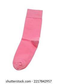 Pink Sock Isolated On White, Top View