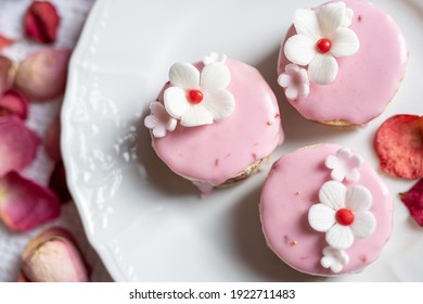 Pink Sponge Cake With Flowers And Petals Wedding, Valentine, Spring, Mothersday Love Cake 