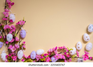 Pink Spring Flower Arrangement, Easter Decoration, Copy Space For Free Text - Shutterstock ID 2255603767