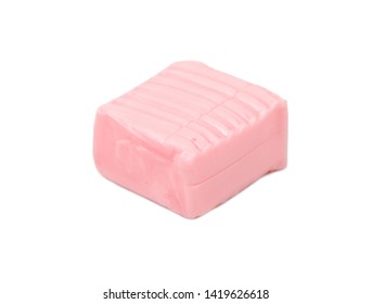 Pink square chewing candy