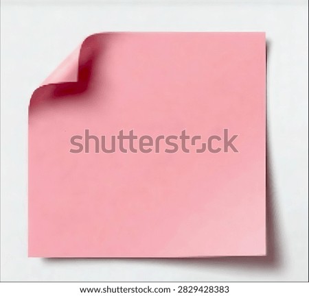 Pink square post sticky note paper vector mockup with curled corner shadow on light background.