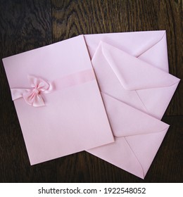 Pink Stationary Paper With Envelopes; Letter Writing Paper With Envelopes Tied With Ribbon