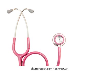 pink stethoscope on white background  - Powered by Shutterstock