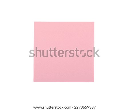 Pink sticky note, empty blank memo sticker isolated on white.