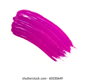 Pink Stroke Of The Paint Brush Isolated On White