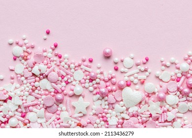 Pink Sugar Sprinkles With Pink Background