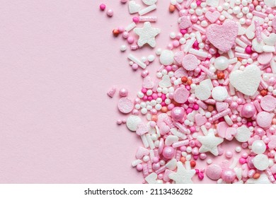 Pink Sugar Sprinkles With Pink Background