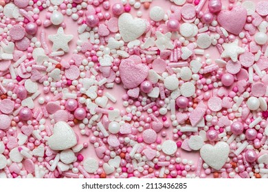 Pink Sugar Sprinkles With Pink Background