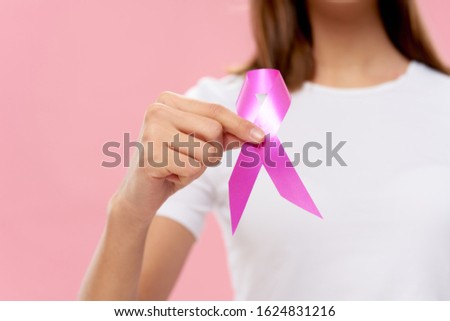 Pink summer charity foundation girl in a white t-shirt