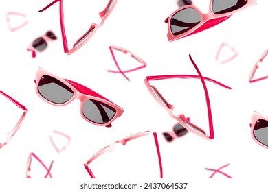 Pink Sunglasses isolated on white background. Falling sunglasses. Flying glasses. High quality photo - Powered by Shutterstock