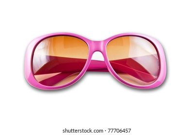 Pink Sunglasses Isolated On White Background