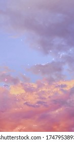 Pink Sunset Clouds Sky With Sparkles