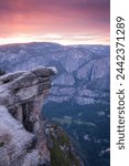 Pink sunset sky above Yosemite Valley from Glacier Point, Yosemite National Park, UNESCO World Heritage Site, California, United States of America, North America