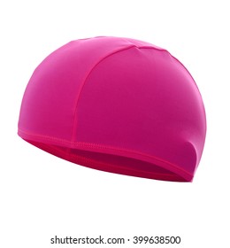Pink swim cap isolated on white