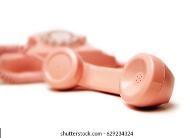 Pink Telephone Headphone Off The Hook