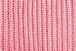 Pink Texture Of A Large Knit Sweater. Knitted Scarf Background, Winter Cozy Textile Background