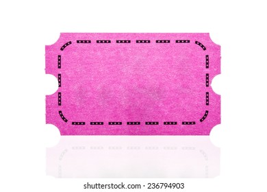 Pink ticket isolated on white background. 