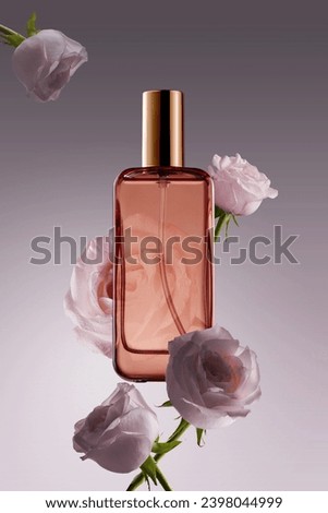 Pink transparent bottle fragrance shower gel perfume flowers