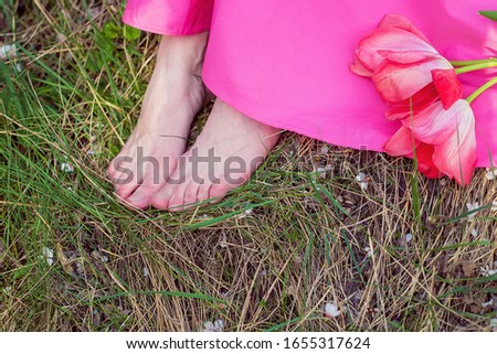 Similar – Image, Stock Photo Women’s feet barefoot with bow tie