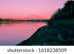 Pink twilight over Sagamore Bridge and Cape Cod Canal