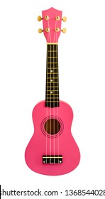 Pink ukulele isolated on white
background.Some countries call it ukelele.Is
a kind of instrument Looks like a guitar with
4 strings.shape same the guitar.