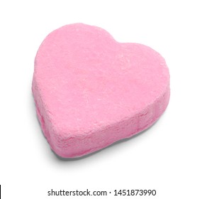 Pink Valentines Candy Heart Isolated on White.