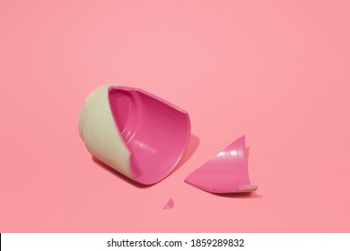 Pink Vase Broken Into Pieces