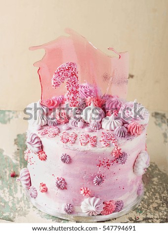Pink Violet Fancy Birthday Cake Decorated Stock Photo Edit Now