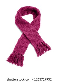 Pink Warm Scarf On A White Background