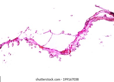 Pink Water Splash  On A White Background.