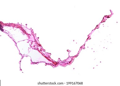 Pink Water Splash  On A White Background.