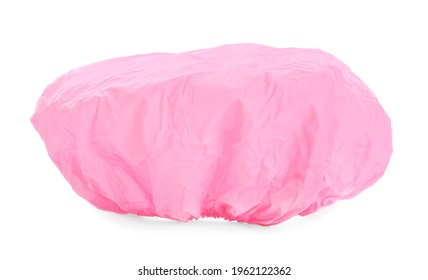 Pink Waterproof Shower Cap Isolated On White