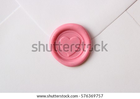 Pink Wax Seal Heart on Envelope