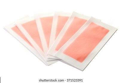 Pink Waxing Strips Isolated On White Background