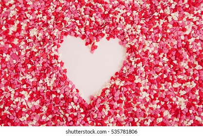 Pink And White Heart Made From Sugar Sprinkles