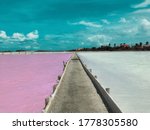 PINK AND WHITE SALT FLATS IN THE SOUTHERN CITY OF CABO ROJO IN PUERTO RICO