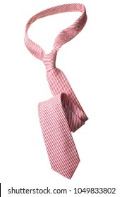 pink and white striped neck tie