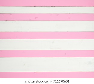 Pink And White Striped Shiplap Boards With Room Or Space For Copy, Text Or Design. A Horizontal Crop Background But Can Be Vertical.  Faux Painted And Distressed Style That Is Trendy