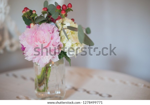 Pink White Table Centerpieces Wedding Reception Stock Photo Edit