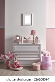 rosafarbene weiße Wand und dekorative Gestaltung für Heim- und Kinderzimmer, Design für Schlafzimmer