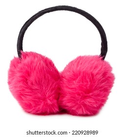 Pink Winter Earmuffs Isolated On White Background 