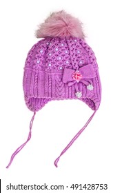 Pink Winter Hat On White Background