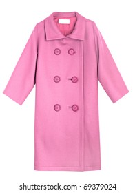 Pink Wool Luxury Female Coat Isolated On White