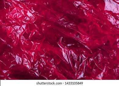 Pink Wrinkled Cellophane Paper Background Texture