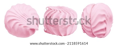 Pink zephyr marshmallows set, isolated on white background