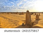 Pinnacles Desert of Western Australia at sunset.