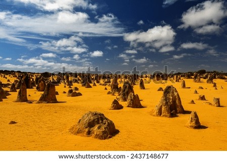 The Pinnacles in the Nambung National Park, Western Australia. The Pinnacles are limestone formations contained within Nambung National Park, near the town of Cervantes, Western Australia.