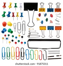 Pins and paper clips collection - Shutterstock ID 91875311