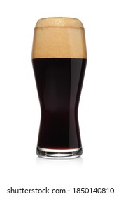 Pint Of Black Stout Dark Beer Isolated On A White Background.