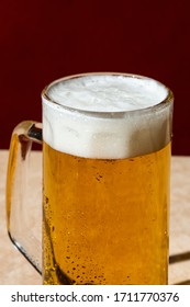 A Pint Of Blonde Beer, Ale Or Lager, On A Sunny Day.  Colorful Background